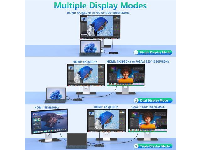 New Thunderbolt 4 Dock Dual HDMI+VGA with Power Adapter Compatible with Surface Pro 12/11/10/9/8/X/7+/7, Surface Laptop 7/6/5/4/3, Surface Go...