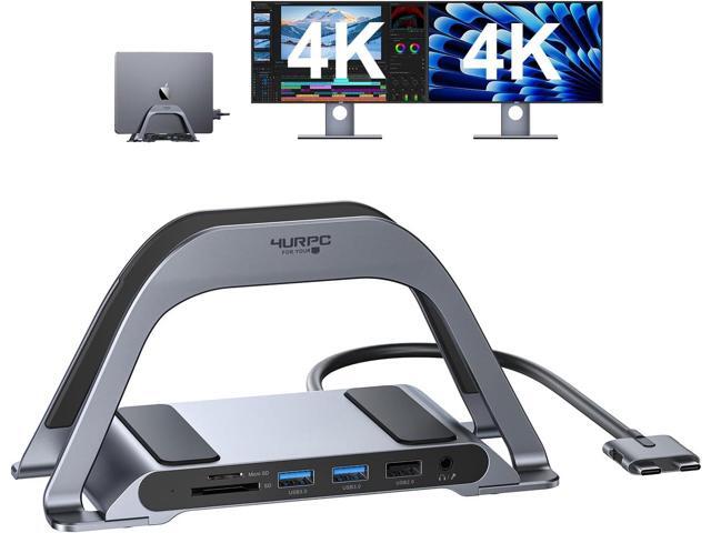 4URPC MacBook Pro Docking Station Dual Monitor 4K@60Hz with 100W Power Adapter, USB C Docking Station Vertical Stand for MacBook Pro/Air with 2...