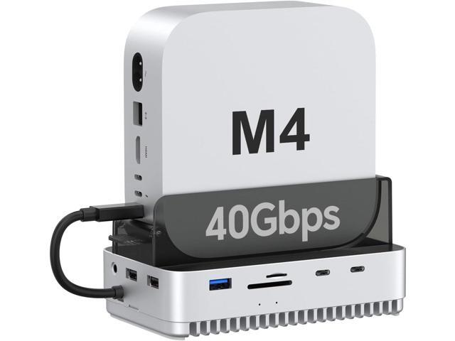 Qwiizlab 40Gbps Mac mini M4/M4 Pro Stand Hub with NVMe SSD Enclosure, Docking Station with USB-C 10Gbps, USB-A 10Gbps, TF/SD 4.0 Card Readers...