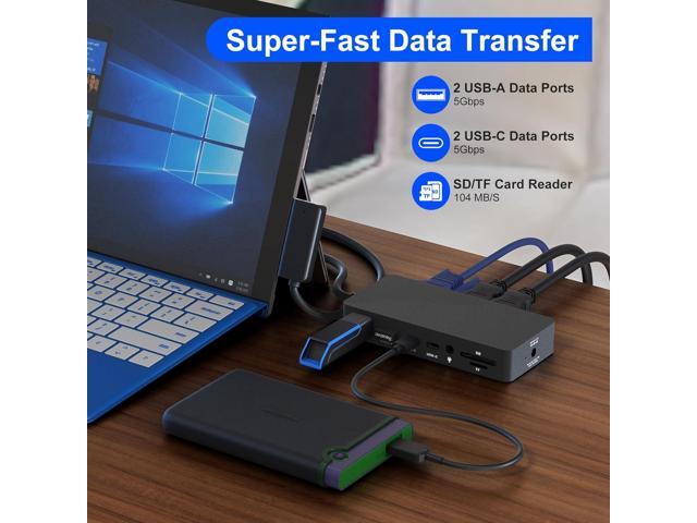 Surface Pro Docking Station Triple Displays with Power Supply, 12 in 1 Surface Dock Station with Dual 4K HDMI+VGA for Surface Pro...