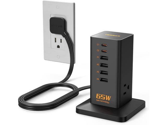 USB Charging Station for Multiple Devices PD 65W, TESSAN 9-in-1 USB C Charger Block for iPhone 17/16/15, MacBook, Tablet, Type C Desktop Charger...