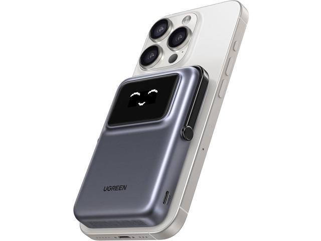 UGREEN Uno 10000mAh Magnetic Portable Charger, Qi 7.5W Wireless Power Bank, PD 20W USB C Battery Pack with Foldable Stand and TFT Display MagSafe...