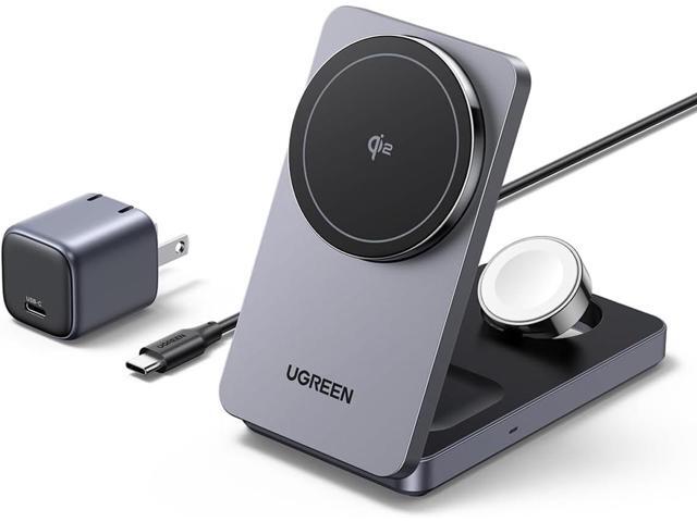 UGREEN MagFlow Qi2 3-in-1 Charger Station for iPhone 16, Foldable Wireless Charger Stand Compatible with iPhone 16/15/14/13/12 Series, AirPods...