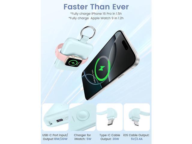 RORRY Portable Charger, 10000mAh PD 20W Fast Charging Portable Charger Power Bank with Built in Cables, Travel Battery Pack for iPhone...