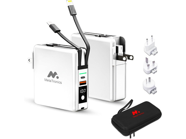 5in1 Omni Charger Fast Charging Power Bank with Global Adapter Kit Travel Charger Powerbank Features Wall Charging, Wireless Charging, 10,000mAh...