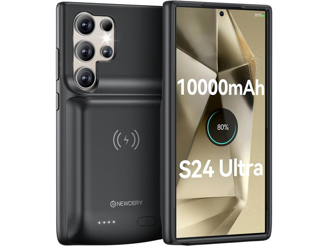 NEWDERY Battery Case for Samsung S24 Ultra,10000mAh Charger Case Qi wireless Charging,18W Fast Recharging,Portable Rechargeable Battery Pack for...