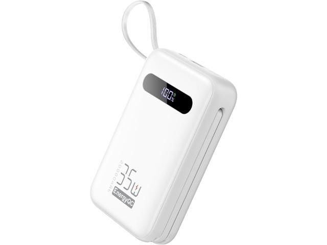 EnergyQC 20000mAh Portable Charger, 35W PD 3.0+QC 4.0 Fast Charging Power Bank with Built-in Lightning & USB-C in & Out Cables, Travel Battery Pack...