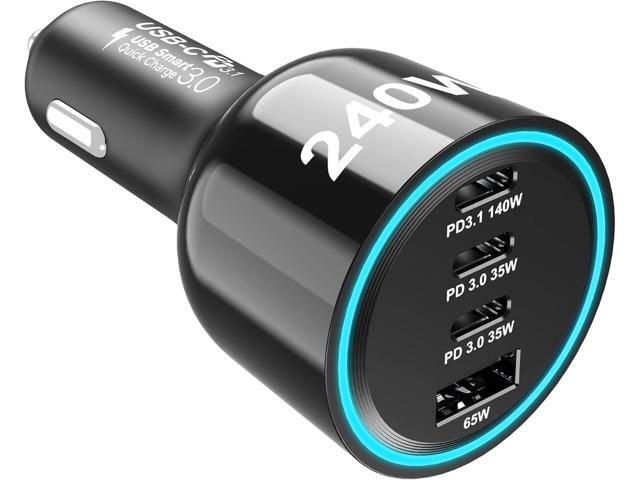 URVNS 240W USB C Car Charger, Super Fast Charging 4-Ports PD3.1 140W/PD3.0 100W PPS 45W QC65W Type-C Car Adapter for MacBook Pro Laptop iPhone 16...