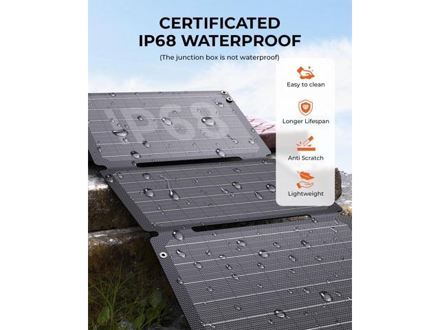 BigBlue 30W Solar Panel Charger with Fast Charging USB-A, USB-C and DC Ports, IP68 Waterproof, Portable Folding Solar Charger Compatible with...