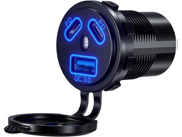 12V Type C USB Outlet Quick Car Charger Socket Dual Port Type C Fast Charger Socket Power Waterproof 12V / 24V Marine Boat Motorcycle Truck