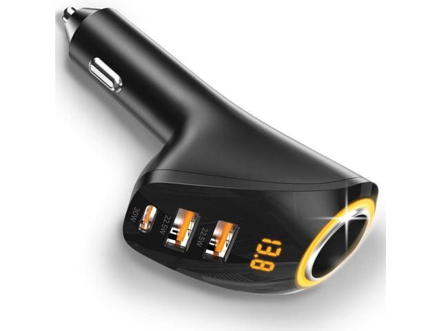 4 IN1 215W Cigarette Lighter Adapter, Car Charger, Type C Dual USB Cigarette Lighter Splitter with LED Voltage Display, Cigarette Lighter Adapter...