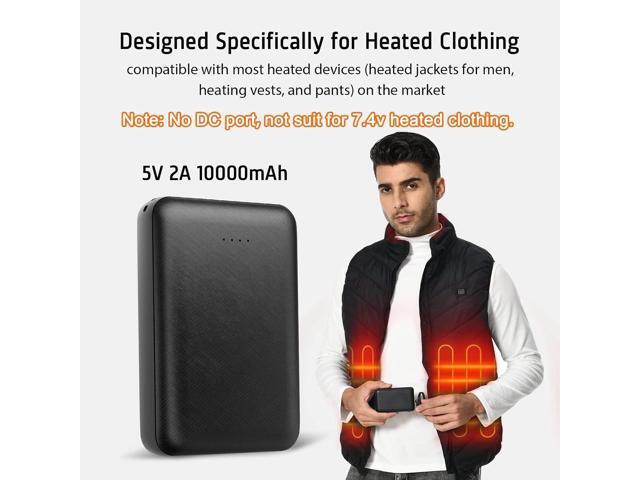 5V 2A Rechargeable Battery Pack for Heated Vest 10000mah Heated Jacket Battery Power Bank for Heated Vests Heated Jackets Heated Hoodies for Men...