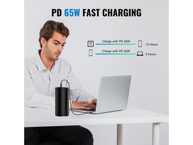 Portable Laptop Charger with AC Outlet, 98Wh/100W Power Bank 27000mAh External Travel Battery Pack with LED Flashlight for MacBook, IPad, Dell, HP,...