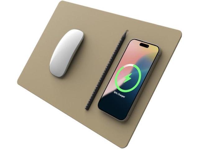 POUT H3 PRO Wireless Charging Mouse Pad Qi-Enabled Fast Charger with Anti-Slip Base & Smooth Surface for Phones and Earbuds Sleek Desk Accessory...