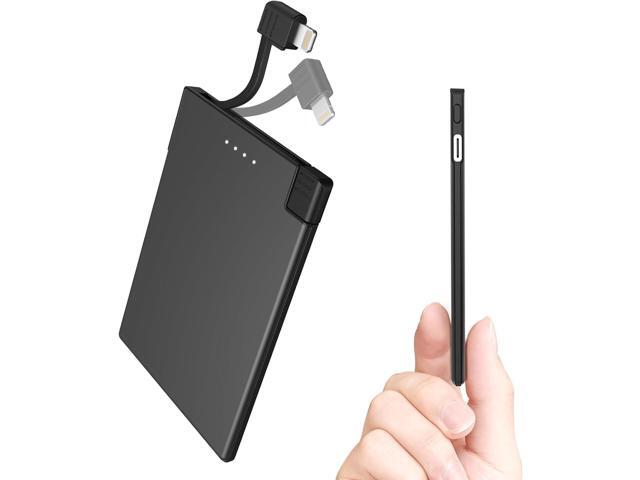 TNTOR Thin Portable Phone Charger with Built in Lightning Cable-3500mAhUltra Slim Travel Power Bank for Pocket Wallet Compatible with iPhone...