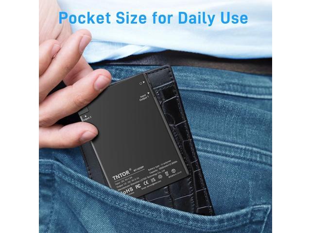 TNTOR Thin Portable Phone Charger with Built in Lightning Cable-3500mAhUltra Slim Travel Power Bank for Pocket Wallet Compatible with iPhone...