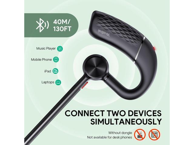Mono wireless earpiece with 4-mic beamforming noise cancellation, up to 10 hours of talk time, adjustable ear hook for all-day comfortperfect for...