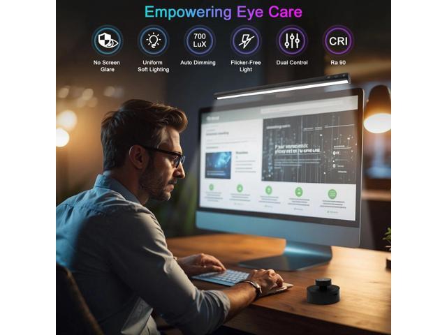 SOEWIOU Computer Monitor Lamp, Screen Monitor Light Bar for Eye Caring, Dimmable Lamp Bar, Touch Control, No Glare Space Saving Home Office Desk Lamps