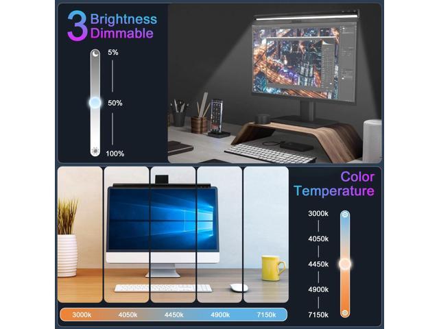 SOEWIOU Computer Monitor Lamp, Screen Monitor Light Bar for Eye Caring, Dimmable Lamp Bar, Touch Control, No Glare Space Saving Home Office Desk Lamps