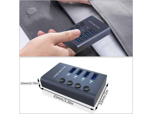 KEHIPI 4 Port Aluminum USB 3.0 hub with 4 Port USB Data Transfer,36W (12V/3A) Power Adapter USB Splitter Independent Switch