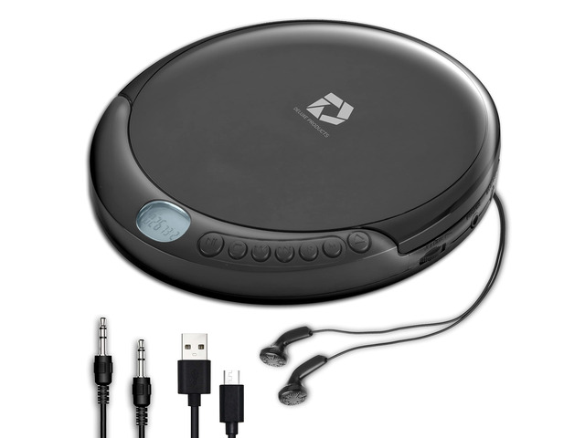 CD Player Portable with 60 Second Anti Skip, Stereo Earbuds, Includes Aux in Cable and AC USB Power Cable for use at Home or in Car