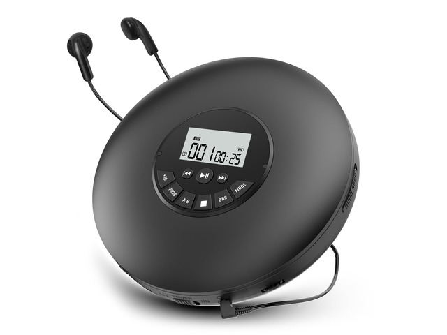 Portable CD Player with Anti-Skip, Programmable Tracks, Earphones Compact Discman CD Player-Personal Music Player with Large LCD Screen, CD-R,...