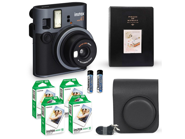 Instax Mini 41 Instant Camera Vintage Black. + Value Pack (40 Sheets) + Shutter Accessories Bundle, Includes Vintage Style Compatible Carrying...