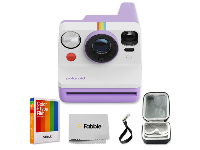 Now Generation 3 I-Type Instant Camera (Purple) Bundle with Color I-Type Film (8 Exposures), Hard Protective Case, and Wrist Strap