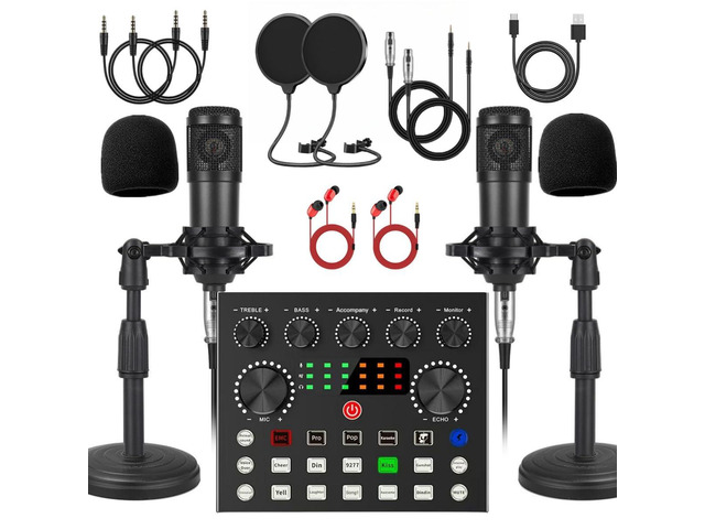 V8s for 2, V8s Voice Changer with BM-800 Podcast Microphone Bundle - Studio Condenser Microphone Perfect for Podcasting, Recording, Singing,...