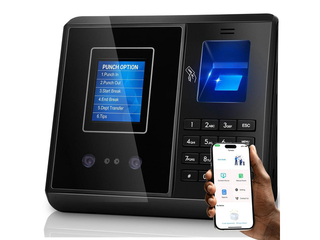 App Control, 5s Fast Connection, Fix Records, Custom Overtime, Lunch & Break Rules, 4 Payroll Reports, No Monthly Fee, 10 IC Cards Included,...