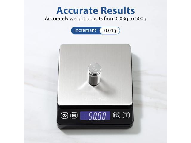 SOEWIOU Digital Kitchen Scale - 500g/0.01g High Accuracy Precision Multifunction Food Meat Scale Small Scale Jewelry Lab Carat Powder Scale with...
