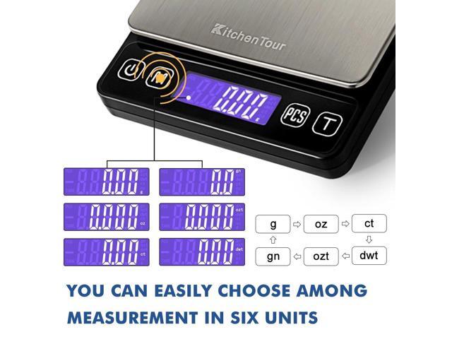 SOEWIOU Digital Kitchen Scale - 500g/0.01g High Accuracy Precision Multifunction Food Meat Scale Small Scale Jewelry Lab Carat Powder Scale with...