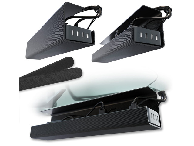 Scanfield Under Desk Cable Management Tray, No-Screw, 17-Inch, 2-Pack Black Clear the Workspace Fast with Super Strong 24-Hour Cure Adhesive, 3.5...