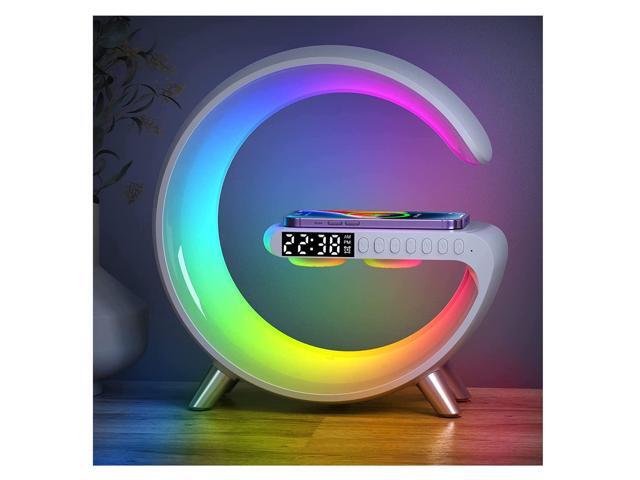 _Mega Brand Smart LED Table Lamp, 4-in-1 Wireless Charger, Night Light, Alarm Clock, and Bluetooth Speaker with App Control for Bedroom, Office,...
