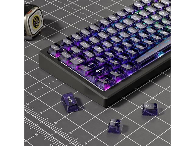 Womier Purple Clear keycaps,Transparent keycaps 60 75 100 Percent,Crystal keycap Set,Shine Through Key caps Ceramic Style,MDA Profile Keyboard Key...