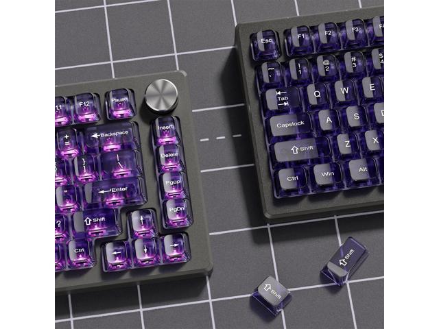 Womier Purple Clear keycaps,Transparent keycaps 60 75 100 Percent,Crystal keycap Set,Shine Through Key caps Ceramic Style,MDA Profile Keyboard Key...