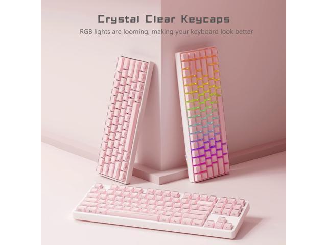 Womier Jelly Keycaps-Lusterfly Cute Keycaps Pink 60 65 75 100 Percent, Side Printed Elegant Key caps Custom113 Keys, OEM Profile for...