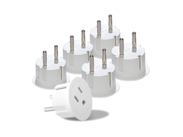 USA to Europe Plug Adapter, Type E/F Schuko, Germany, France - 6 Pack CE Certified Heavy Duty Adapter for Travelling with Phone, Laptop & Camera,...