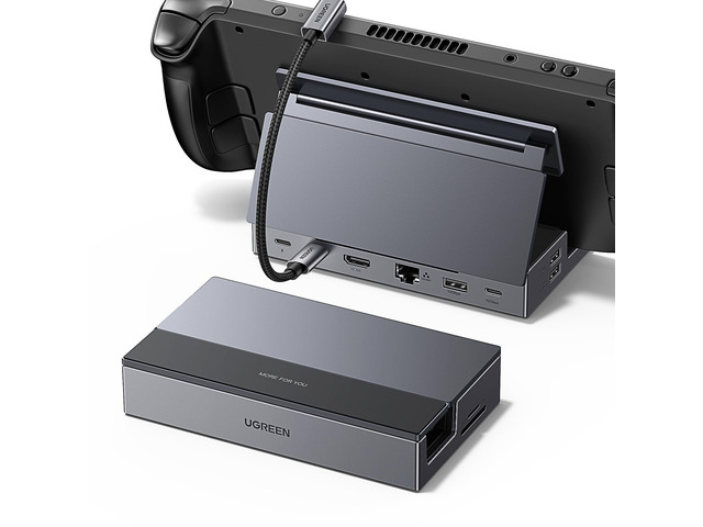 Steam Deck Dock 9-in-1 USB C Docking Station Foldable Stand 4K@60Hz HDMI, Gigabit Ethernet, PD 100W, 10Gbps USB A & C 3.2, TF/SD For Steam Deck, Rog...