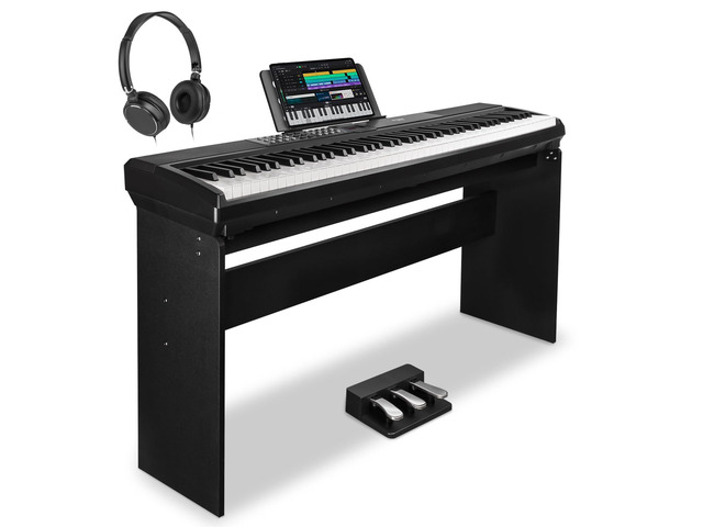 88 Keys Weighted Keyboard Piano with Stand & Sustain Pedal, Hammer-Action Digital Piano, Full-size Electric Piano Keyboard Supports...