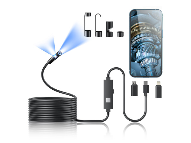 Endoscope Camera with Light,1920P HD Borescope Tools with 8 Adjustable LED Lights, Endoscope with Semi-Rigid Snake Camera, IP67 Waterproof...