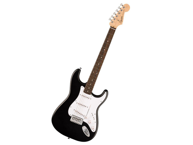 Squier Debut Stratocaster Beginner Electric Guitar, Matte Black Starter electric guitar for kids and adults, free lessons, iconic Strat shape,...