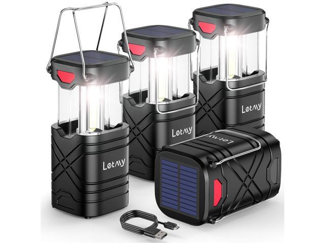 _Mega Brand 4 Pack Camping Lantern, Rechargeable LED Lanterns, Solar Lantern Battery Powered Hurricane Lanterns Flashlight with 3 Powered Ways &...