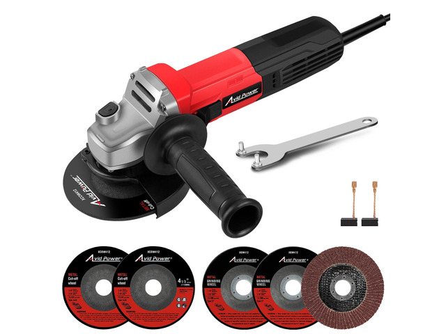 Angle Grinder, 7.5-Amp 4-1/2 inch Electric Grinder Power Tools with Grinding and Cutting Wheels, Flap Disc and Auxiliary Handle for Cutting,...