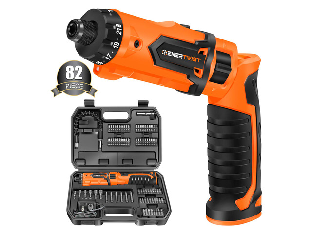 8V Cordless Screwdriver, 82 Accessory Kit, Max 10Nm 21+1 Cluth Rechargeable Electric Screwdriver Set, Safety Lock, Charger in Carrying Case,...