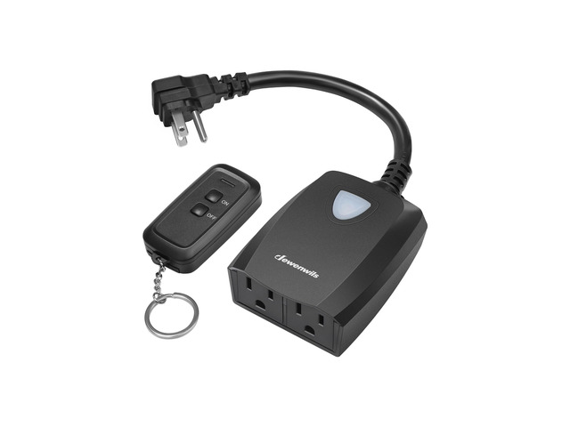 Outdoor Wireless Remote Control Outlet Power Strip Weatherproof, Expandable Indoor Outdoor Electrical Plug in Light Switch, 15 A, 7-Inch Extension...