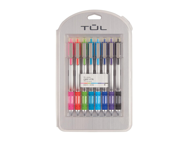 Retractable Gel Pens, Bullet Point, 0.5 mm, Gray Barrel, Assorted Bright Ink Colors, Pack Of 8