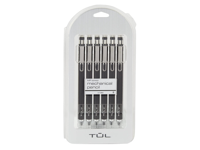 Mechanical Pencils, 0.7 mm, Black Barrels, Pack Of 6 Pencils