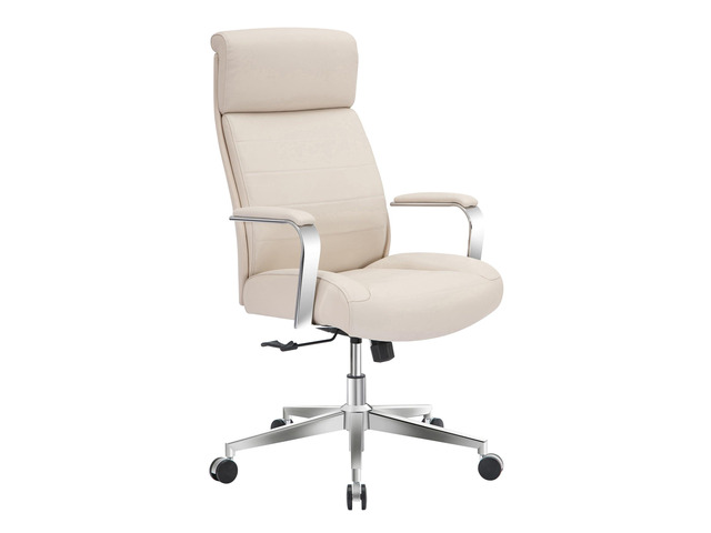 Modern Comfort Modee Vegan Leather High-Back Executive Office Chair, Sand/Chrome, BIFMA Compliant