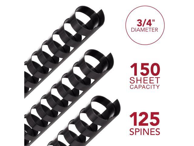 Mead CombBind Binding Spines/Spirals/Coils/Combs, 3/4', 150 Sheet Capacity, Black, 125 Pack (4000136)